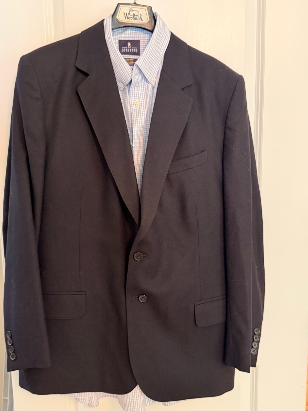 Men’s 3-Piece Dress Suit – Wool Navy Suit Jacket size 43R, Wool Pants 37R